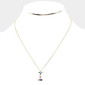 NWT Letter I Zirconia Gems Monogram Necklace